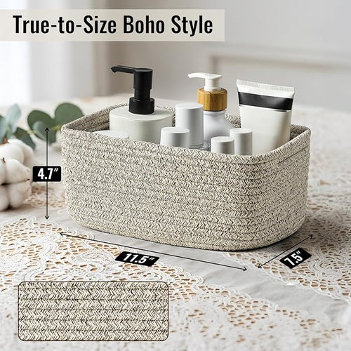 8 Pack Small Storage Baskets for Organizing, Woven Rope Bins for Bathroom - Image 2