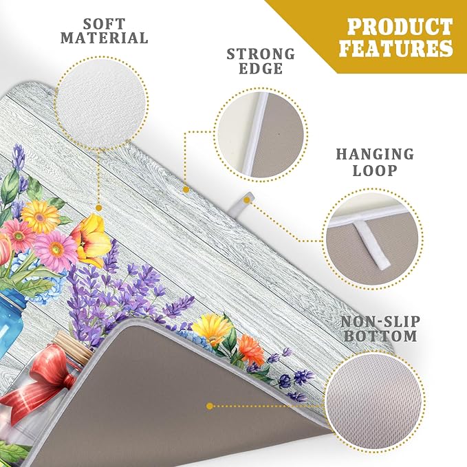 Kawani Spring Summer Flowers Dish Drying Mat - Image 3