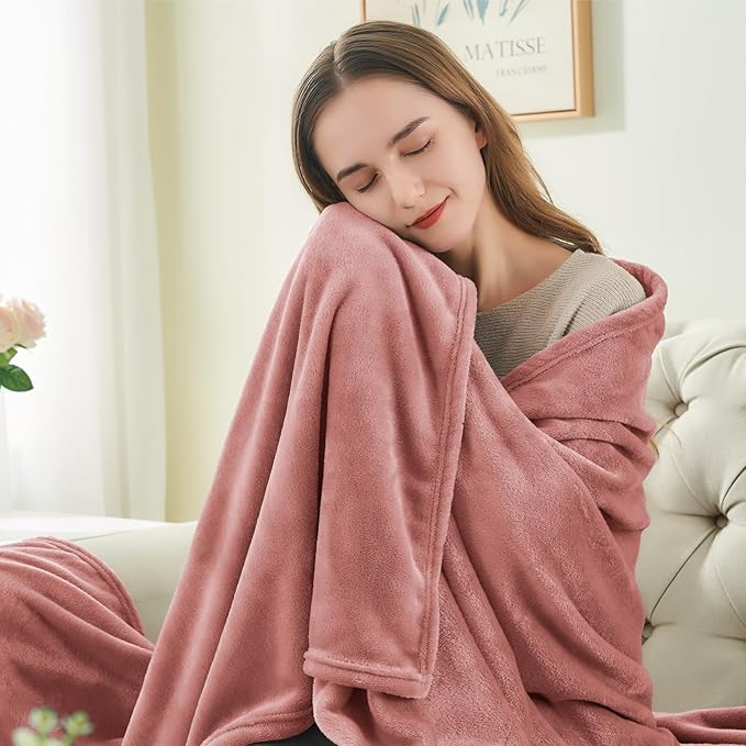 BEDELITE Fleece Blanket Dusty Pink Throw Blankets - Image 2