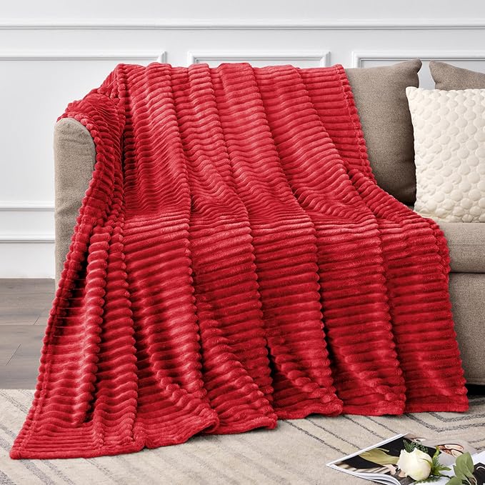 BEDELITE Fleece Throw Blanket for Couch – 3D Ribbed Jacquard Soft and Warm - Image 3