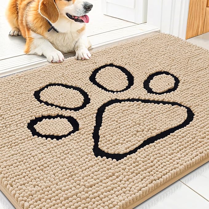Smiry Dog Door Mat for Muddy Paws, Absorbent Dirt Trapper Non Slip Quick Dry by Smiry