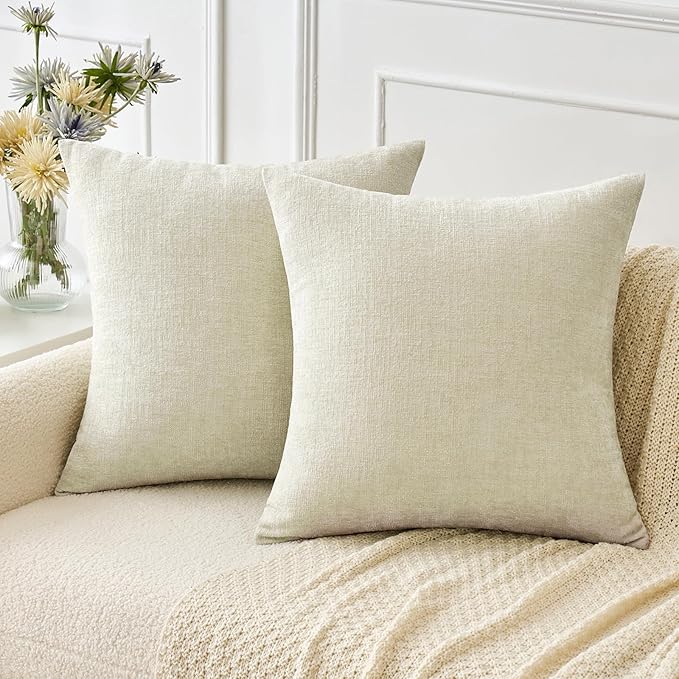 MIULEE Pack of 2 Cream Throw Pillow Covers 18x18 Inch Natural Soft Pillow Covers by MIULEE