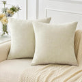 MIULEE Pack of 2 Cream Throw Pillow Covers 16x16 Inch Soft Chenille Pillow by MIULEE