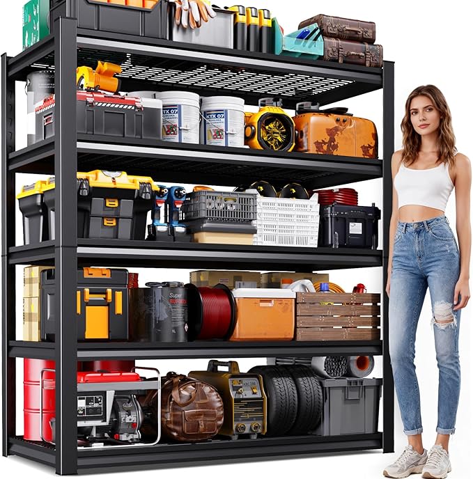 Garage Shelving-3000 lbs 5 Tier Storage Shelves, Adjustable Heavy Duty Metal by Unknown