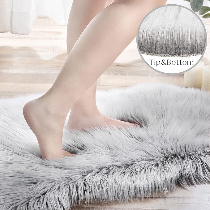 Ashler faux fur rug, Fluffy Shaggy Area Rug Ultra Soft 2 x 3 Feet Sheepskin Fur - Image 2