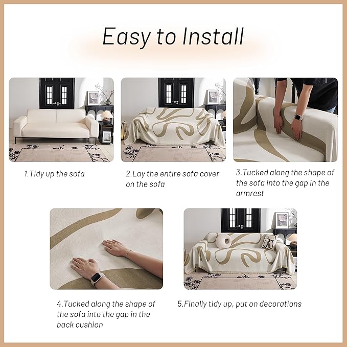 MYSKY HOME Couch Cover for 3 Cushion Sofa, Super Soft Boho Couch Covers for - Image 6