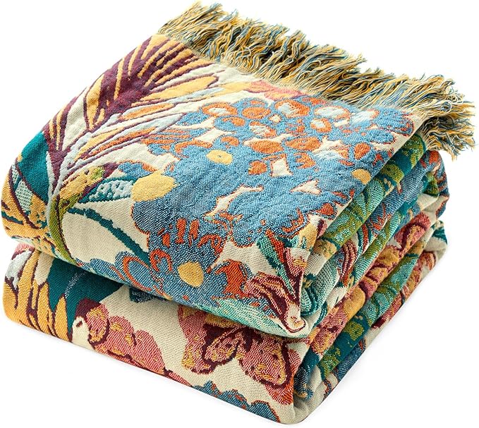 MSGKV Boho Throw Blanket for Bed Couch Twin Size Cotton Vine Blanket 60"x80" by MSGKVHomeTextiles