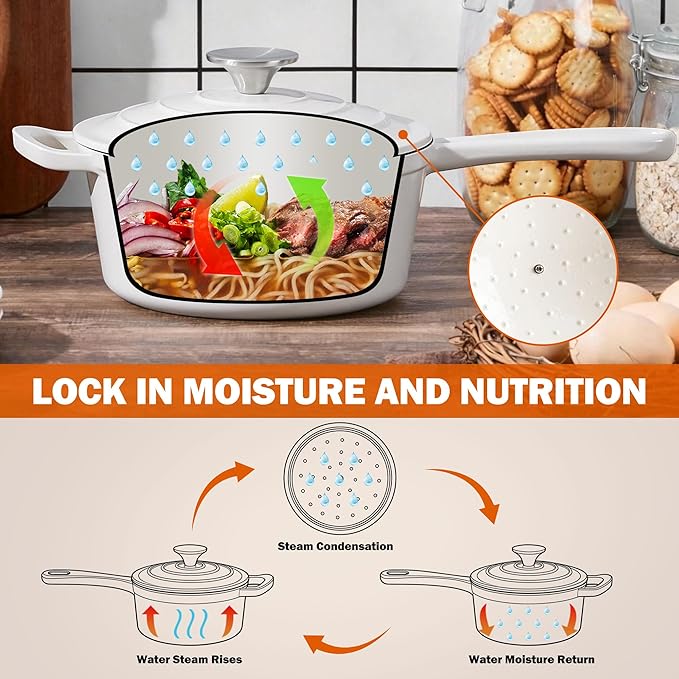 Homikit 3 Quart Saucepan with Lid, Enameled Cast Iron Saucepan