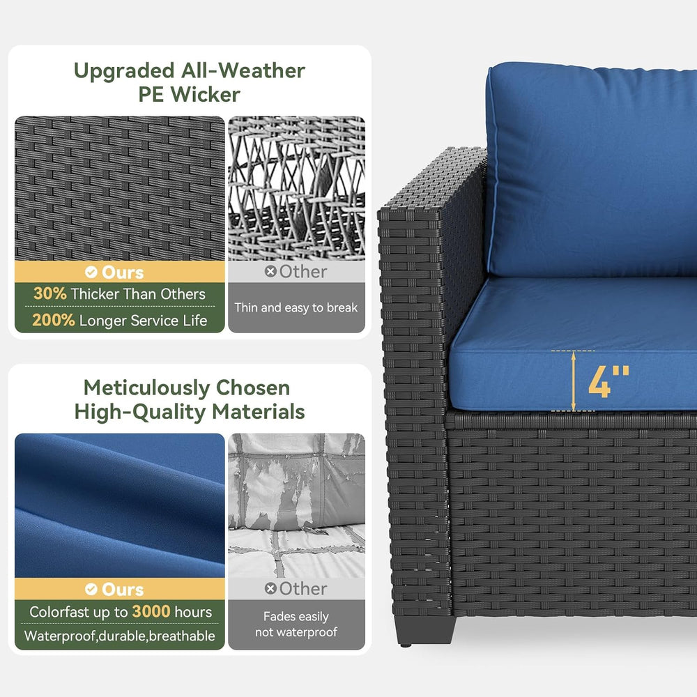 Aoxun 1 Piece Loveseats Patio Furniture Set, Wicker Outdoor Furniture Convers...