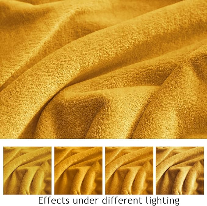 KMUSET Fleece Blanket Twin Size Honey Yellow Lightweight Super Soft Cozy Fuzzy - Image 4