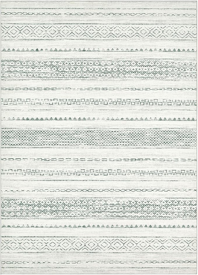Nakagishi Green Rug Living Room Rugs: 7x9 Washable Boho Large Neutral Soft - Image 2