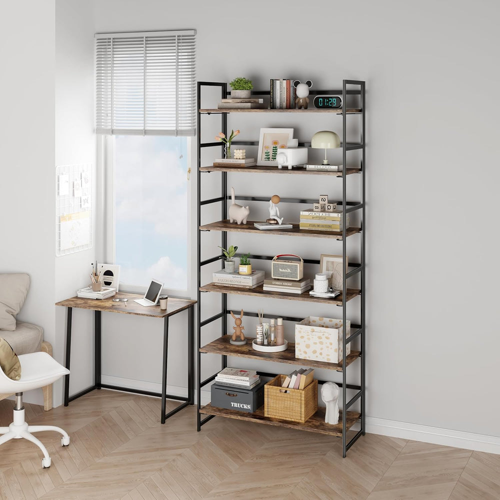 Vintage Multifunctional Folding Bookshelf, No-Assembly Plant Stand Storage Ra...