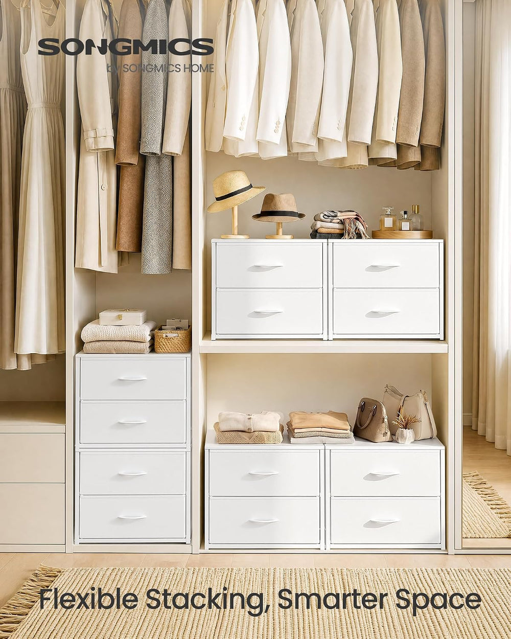 SONGMICS Closet Organizers and Storage, Stackable Storage Drawers