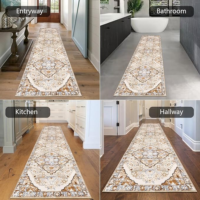 HEBE Hallway Runner Rug 2'x8' Washable Vintage Distressed Area Rugs Non Slip - Image 6
