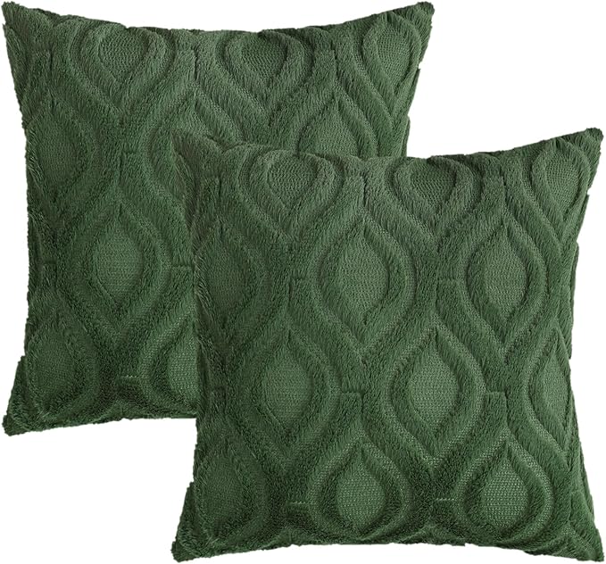 decorUhome Throw Pillow Covers 26x26 Inch Set of 2, Soft Plush Faux Wool Forest - Image 9