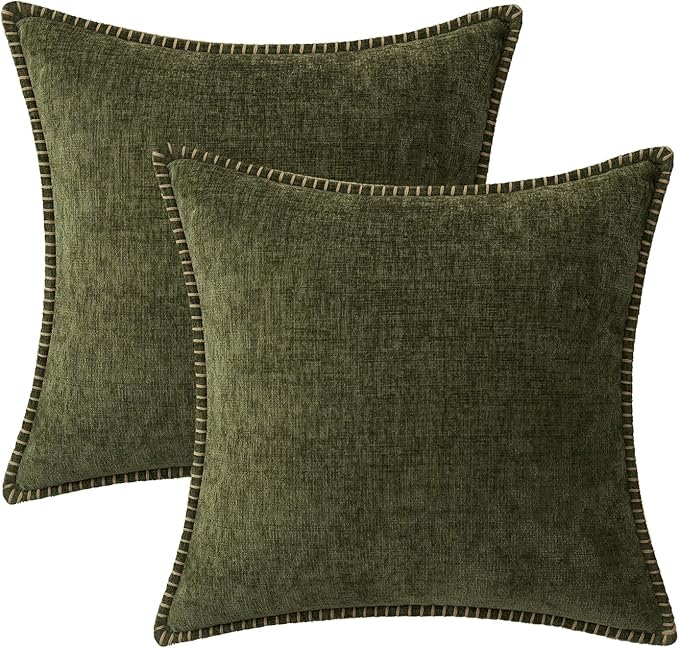 MIULEE Pack of 2 Couch Throw Pillow Covers 20x20 Inch Olive Green Farmhouse - Image 6