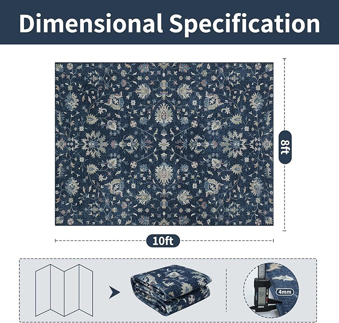 Washable Rugs 8x10 Area Rugs for Living Room, Dining Room- Soft Low Pile - Image 2