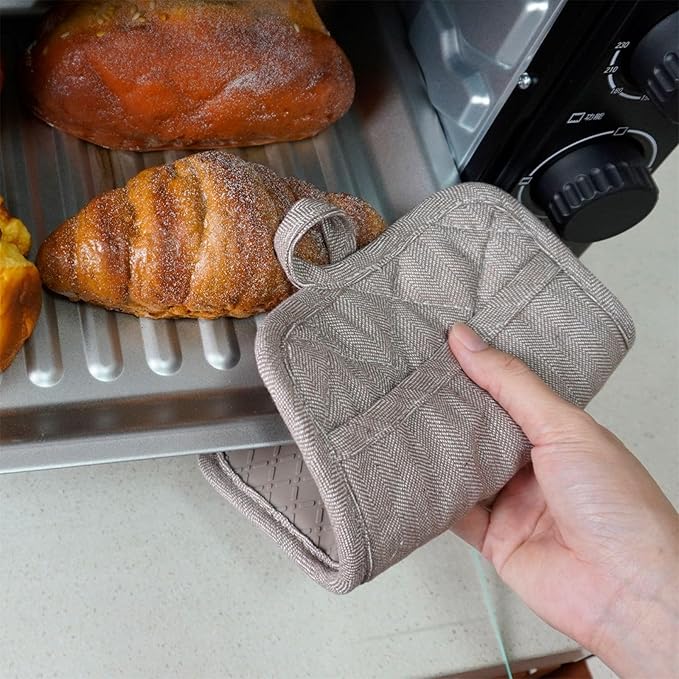 Pot Holders Yarn-Dyed Set of 3 Non Slip Silicone Kitchen Lines Heat Resistant - Image 5