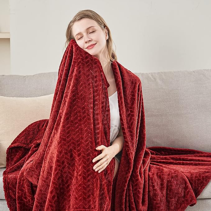 inhand Red Fleece Twin Blanket, Super Soft Flannel Cozy Blankets - Image 7