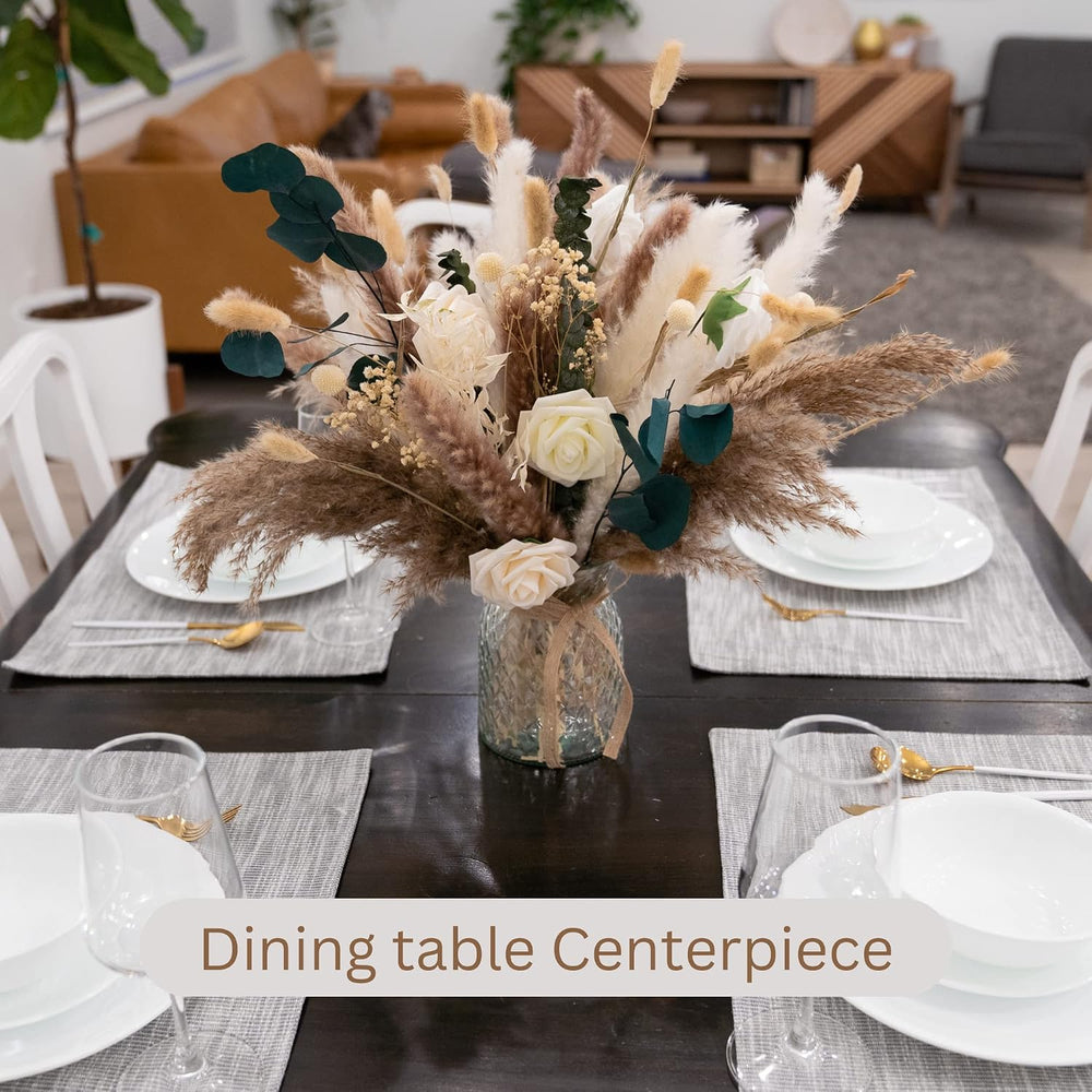 100pcs Artificial Flowers Arrangement With Vase, Dining Table Centerpiece