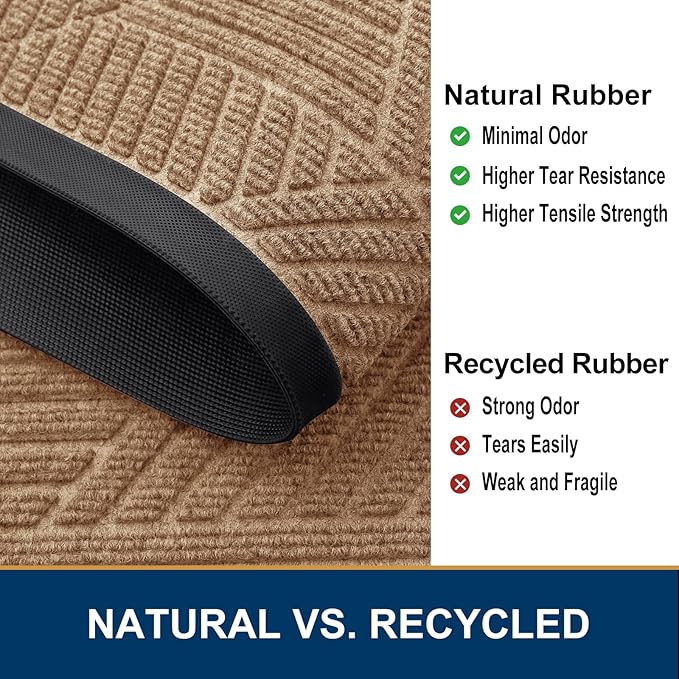 Smiry Front Door Mat Outside Entrance, Heavy Duty Sturdy Natural Rubber Doormat - Image 5