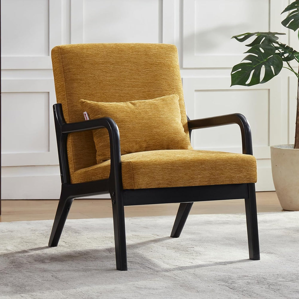 Achicsofar Accent Chair, Mid Century Modern Chenille Armchair with Pillow