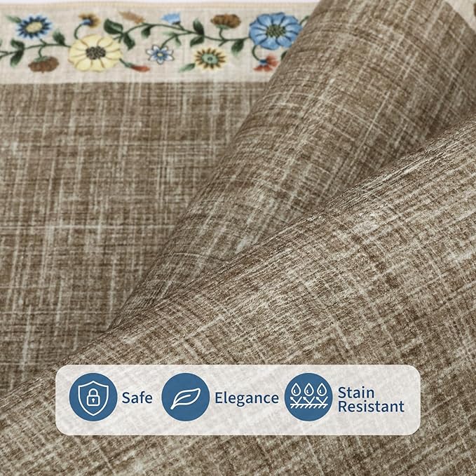 GarveeHome Washable Living Room Rug 9x12 Floral Bordered Area Rugs Soft Thin - Image 4