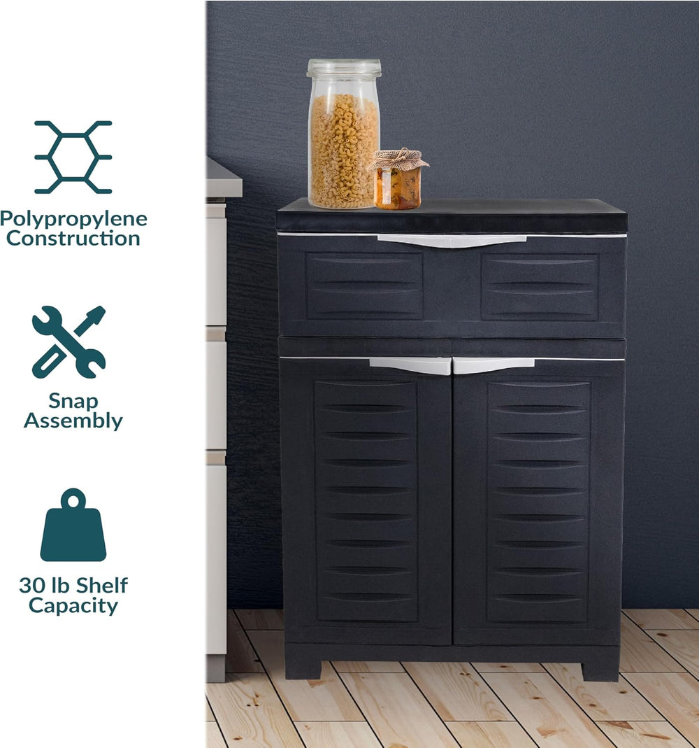 Sunnydaze 34.5" Garage Storage Cabinet with Adjustable Shelf, Charcoal