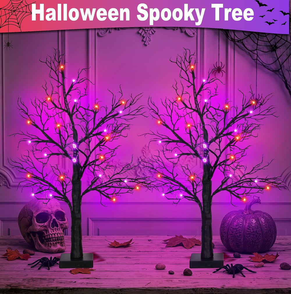 [Timer] 2 Pack Halloween Decorations Indoor, 24 Inch Lighted Black Halloween ...