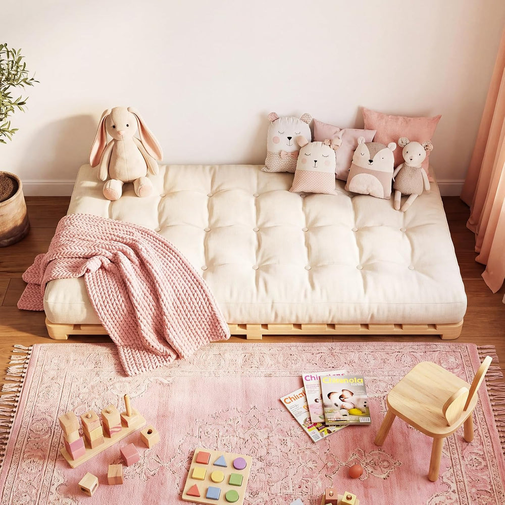 Floor Bed Frame, Foldable Japanese Tatami Bed Frame for Futon Mattress