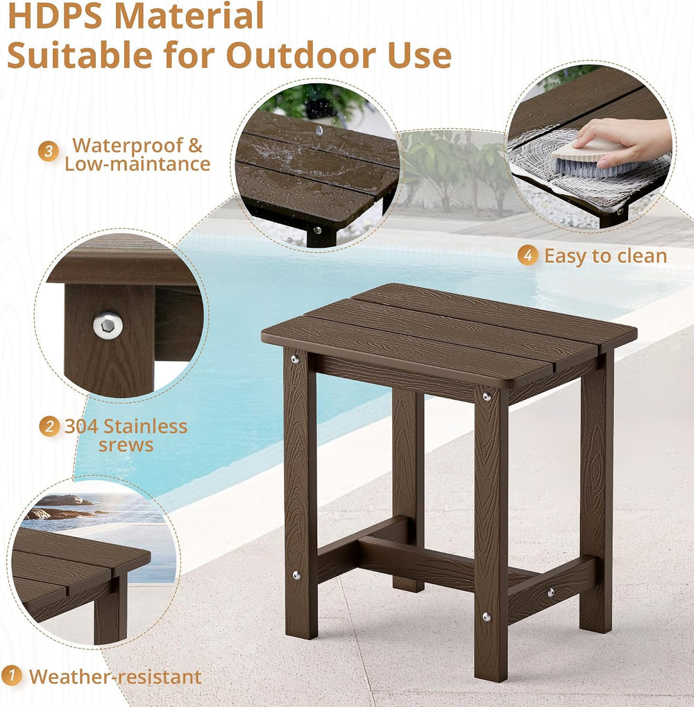 LUE BONA Outdoor Side Table Set of 2, HDPS Small Outdoor Table, Adirondack Si...