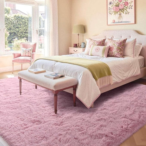 6x9 Ft Large Pink Rugs for Living Room Girls, Shag Fluffy Area Rug for Bedroom - Image 2