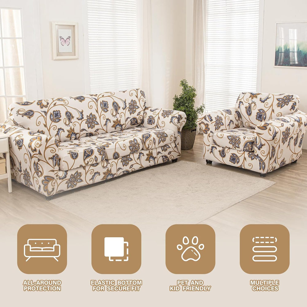 Lamberia Printed Sofa Cover High Stretch Sofa Slipcovers 2 Piece Armchair Sli...