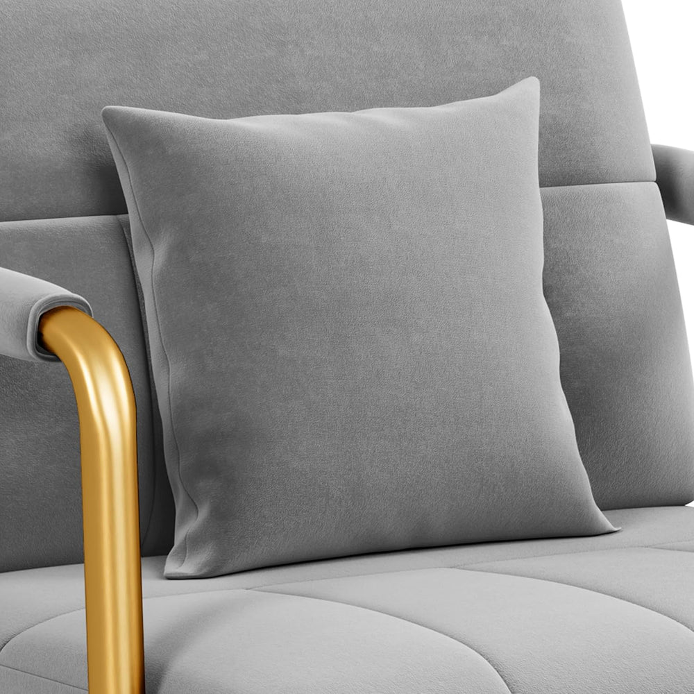 Yaheetech 30" Velvet Sofa Chair Accent Sofa with Gold Metal Leg, Light Gray