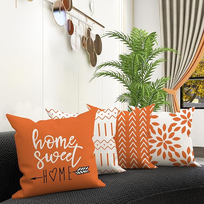 YCOLL Fall Pillow Covers 18x18 Set of 4, Modern Sofa Throw Pillow Cover - Image 3
