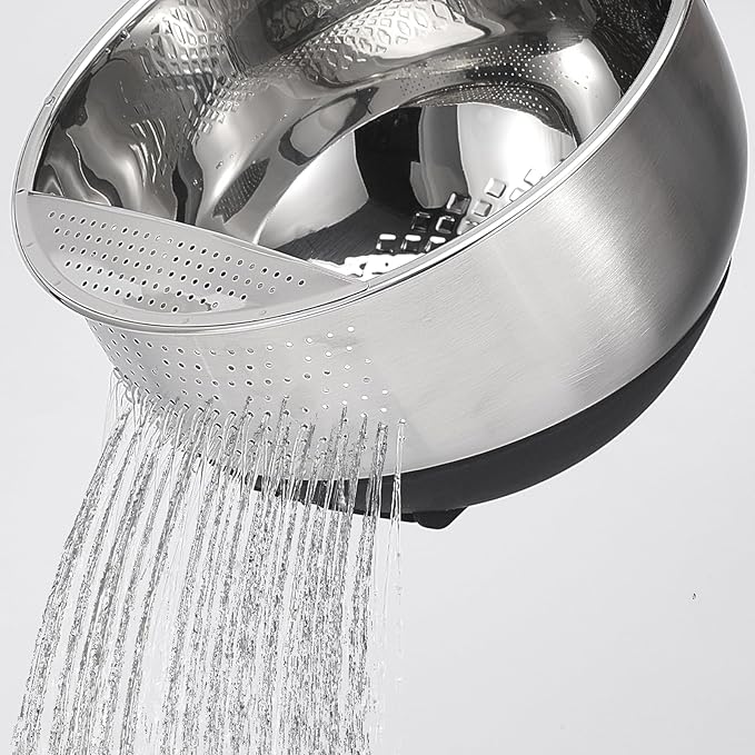 Rice Washer Strainer Bowl Quinoa Washing Bowl Stainless Steel Colander - Image 2