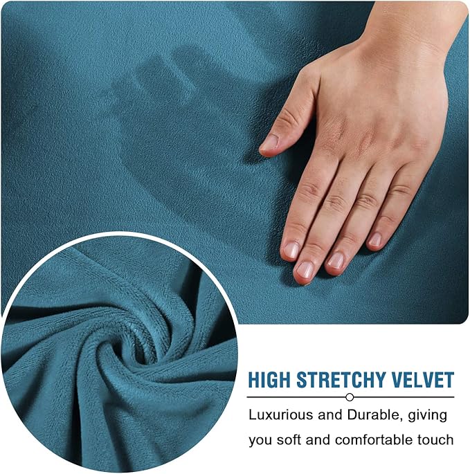 H.VERSAILTEX Real Velvet Plush 3 Piece Stretch Sofa Covers Couch Covers - Image 5