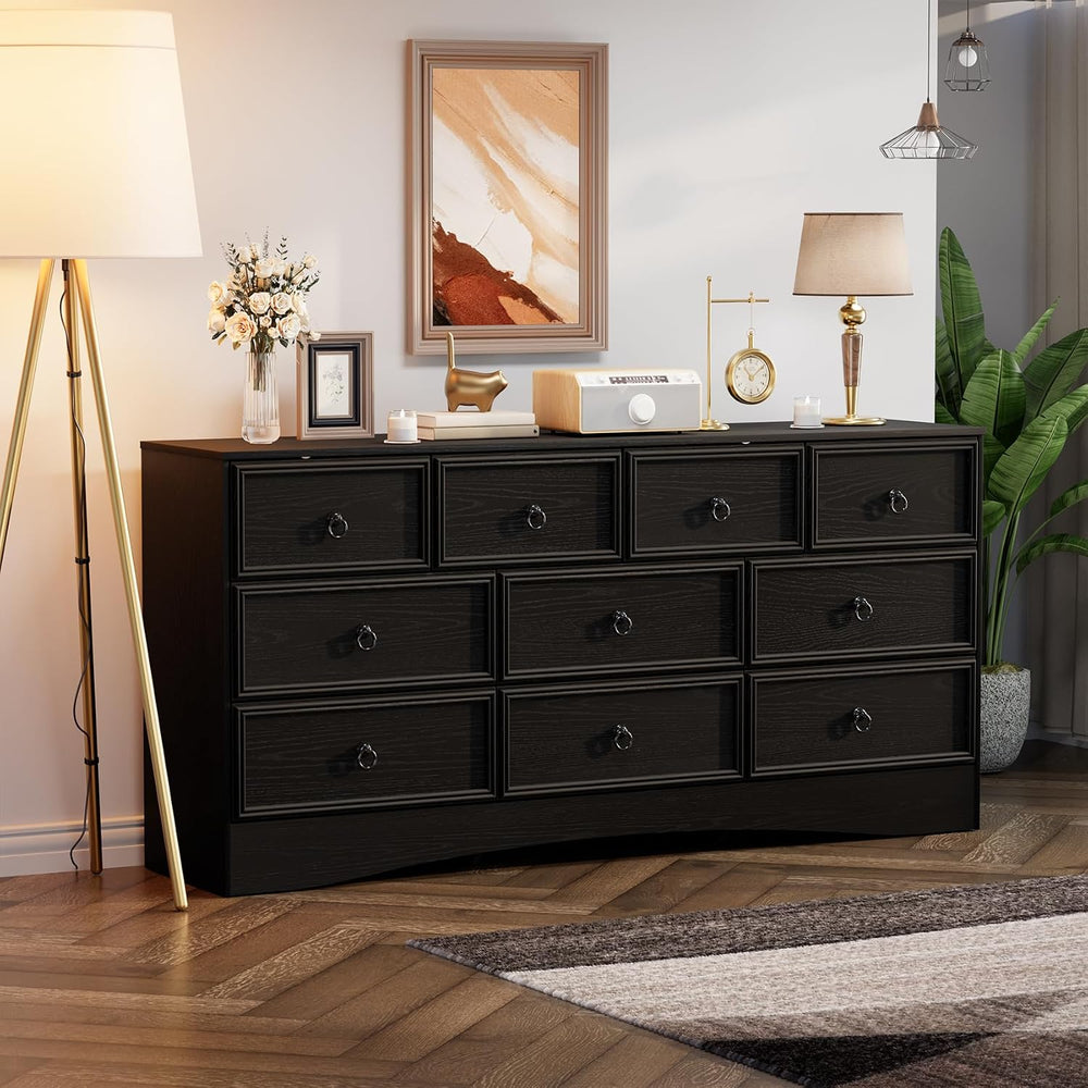Farmhouse 10 Drawer Dresser for Bedroom – 63'' Long Dresser Wood Ches...
