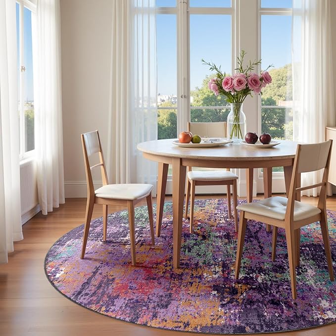 Washable Area Rugs 8ft Non-Slip Modern Abstract Soft