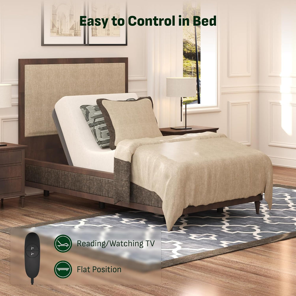 Softa Adjustable Bed Frame, Electric Bed Base w/Oxford Fabric Bedspread, Remo...