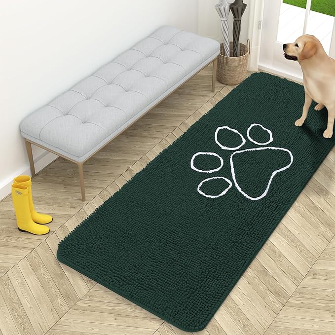 OLANLY Dog Door Mat for Muddy Paws 59x24, Paw Print Design, Absorbs Moisture by OLANLY
