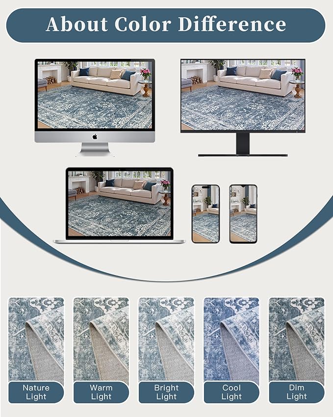 Madane Washable 6x9 Area Rugs for Living Room, Vintage Rug - Image 9