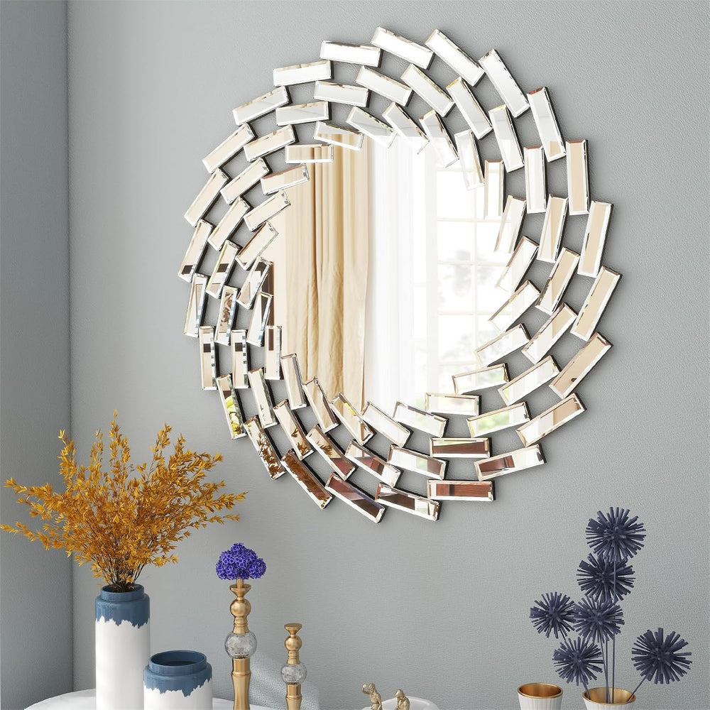 SHYFOY Round Mirror for Wall Decor, 24" Decorative Wall Mirror