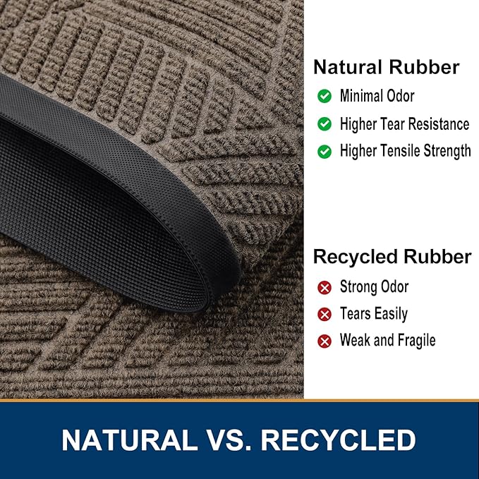 Smiry Front Door Mat Outside Entrance, Heavy Duty Sturdy Natural Rubber Doormat - Image 5