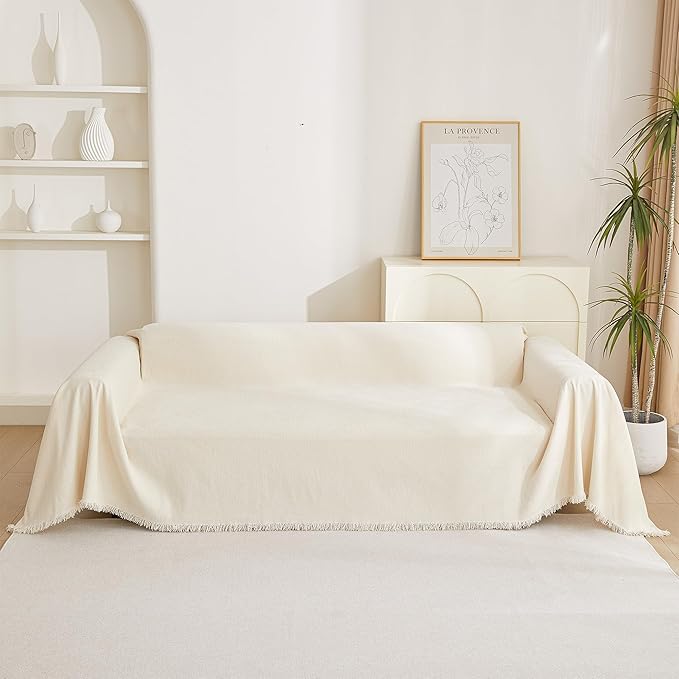 MYSKY HOME Loveseat Cover Beige Couch Cover Sectional Couch Covers - Image 7