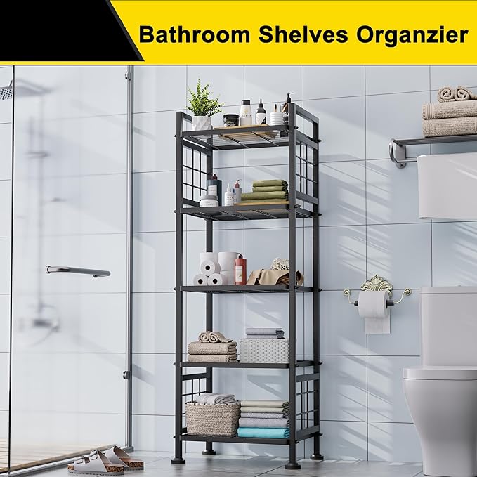 GIOTORENT 5-Wire Standing Book Shelf & Bookcase, Metal Storage Shelving Unit