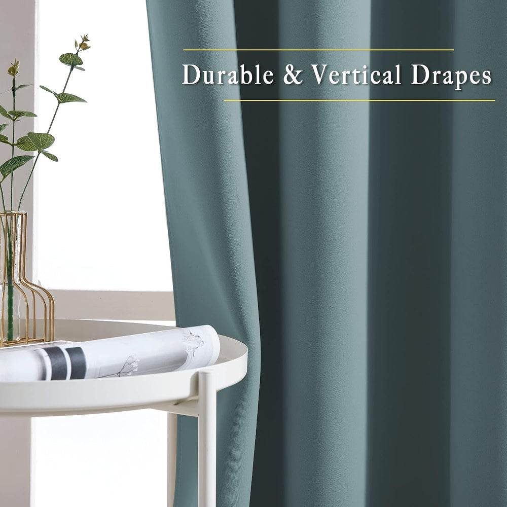 NICETOWN Blackout Greyish Blue Curtains for Sliding Glass Door 2 Panels - The...