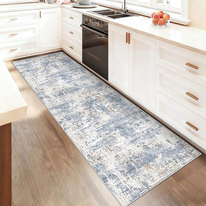 2x8 Runner Rug for Hallway, Washable Modern Abstract Runner Rugs Neutral Soft