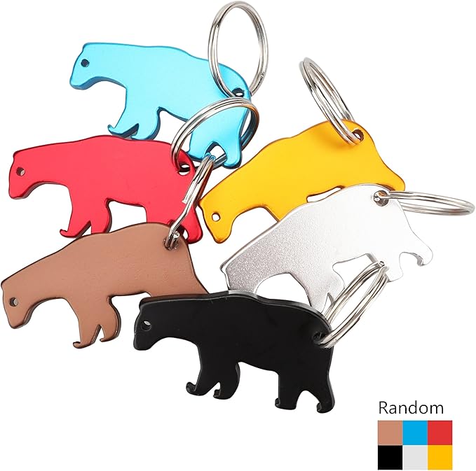 Swatom Bear Aluminum Alloy Beer Bottle Opener Keychain Key Tag Chain Ring - Image 2