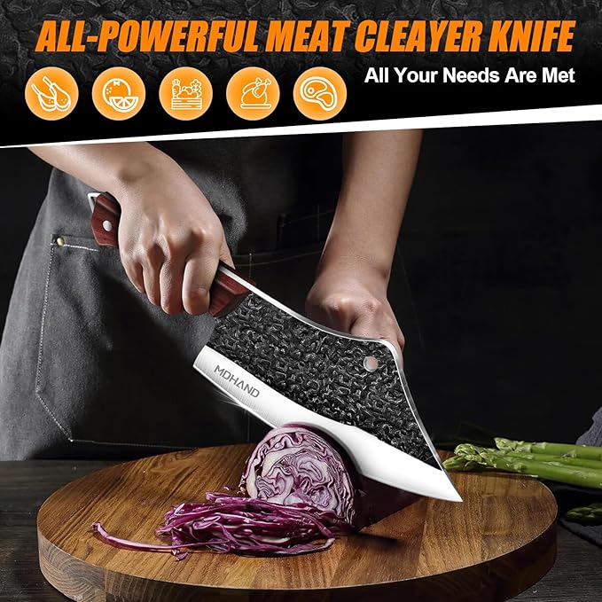 MDHAND Butcher Knife Set, Sharp Meat Cleaver Knife & Bone Chopper Knives ...